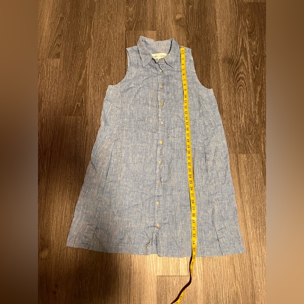 Sara Campbell Blue Sleeveless A-Line Dress with Mandarin Collar - Picture 5 of 10